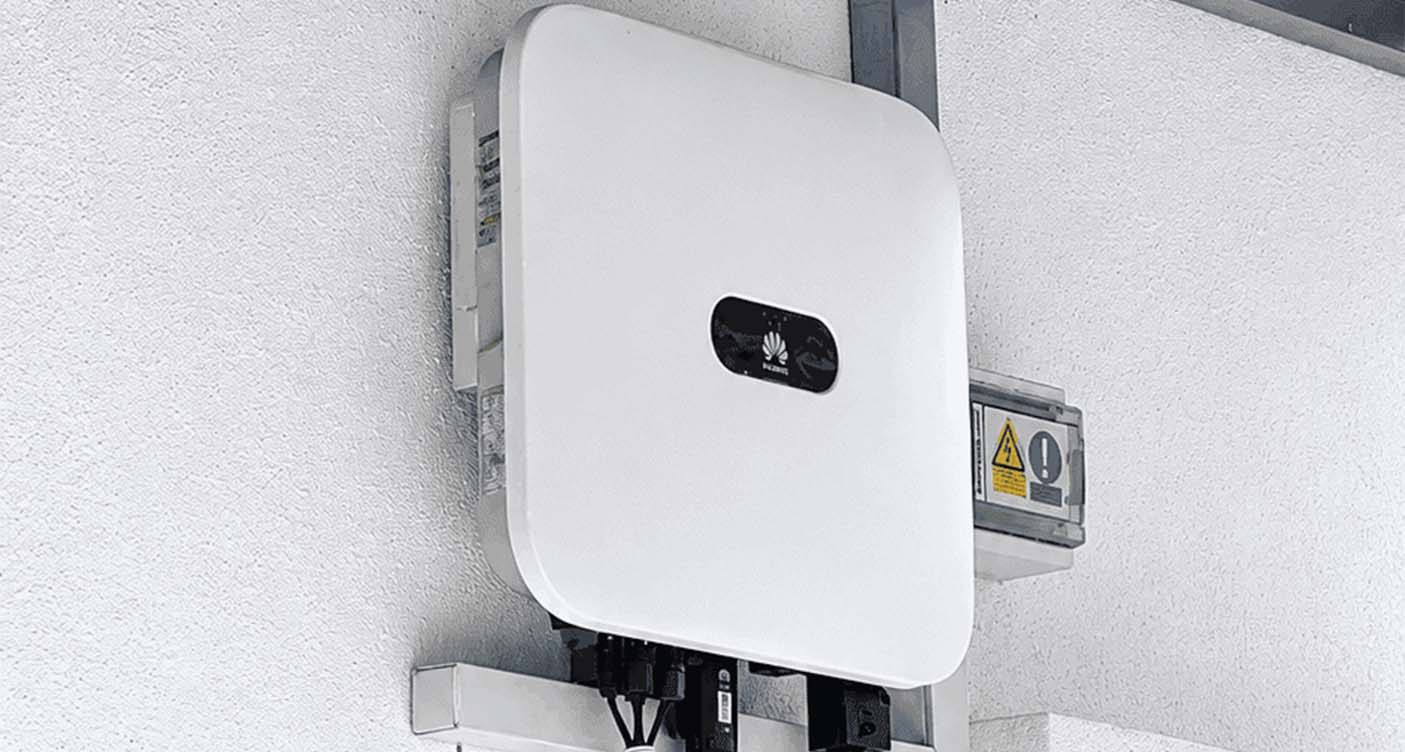 Solar inverter unit mounted on a wall